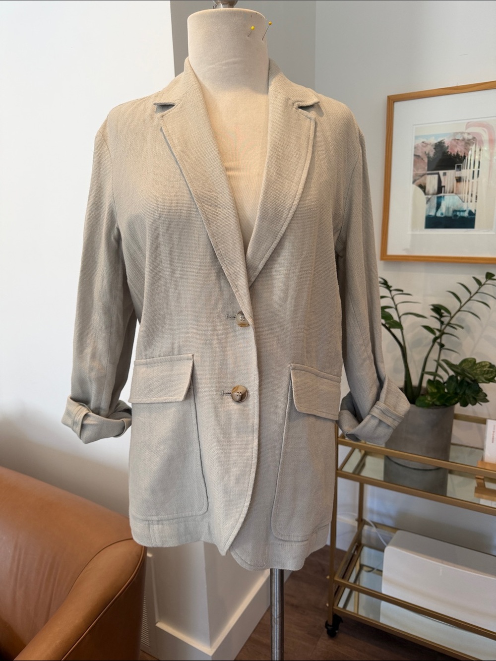 Madewell Beige Relaxed Single-Breasted Blazer